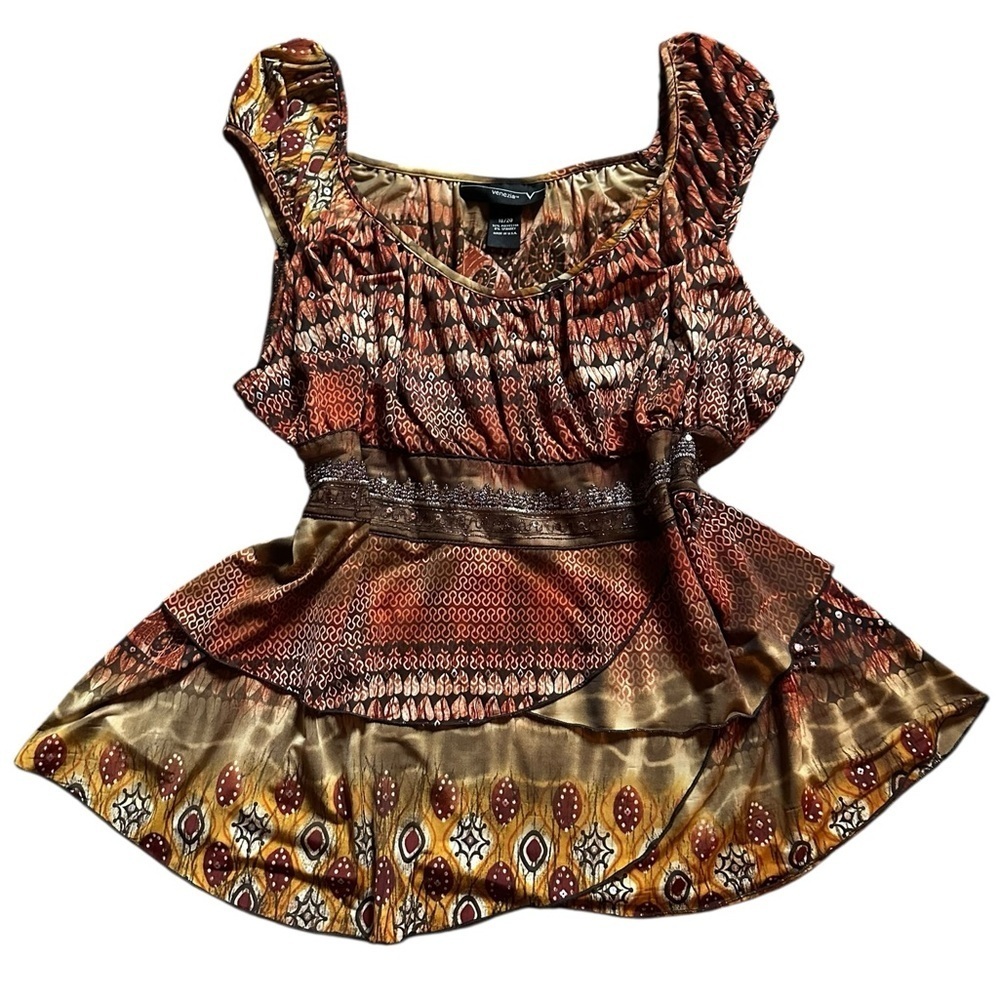 Y2K fall coloured brown top, fairy top, 18-20